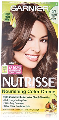 Garnier Nutrisse Nourishing Hair Color Creme, 51 Medium Ash Brown (Cool Tea), 3 Count (Packaging May Vary)