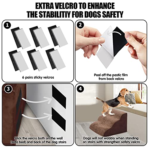 Dog Stairs, Detachable Pet Stairs With Washable Cover,23.6" High Foam Dog Ramp For Bed, Non-Slip Pet Steps For Small Dogs, Cats To Get On High Bed, Sofa, Couch(5 Step, Brown) #TOP4