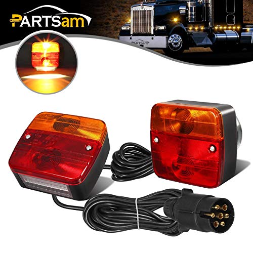 PARTSAM Luces Traseras para Remolque Iluminación del Remolque con Cableado Magnético Cable de 7,5m, 7 pines macho, 12V, Luz trasera para automóviles de colgante
