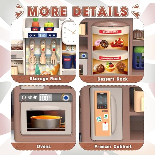 Image of Premium Kids Kitchen Playset (37 Pcs) Luxury Pretend Play Cooking Set with Realistic Sound & Lights, Stove, Sink with Running Water, Play Food & Accessories, Deluxe Toy Kitchen for Girls & Boys