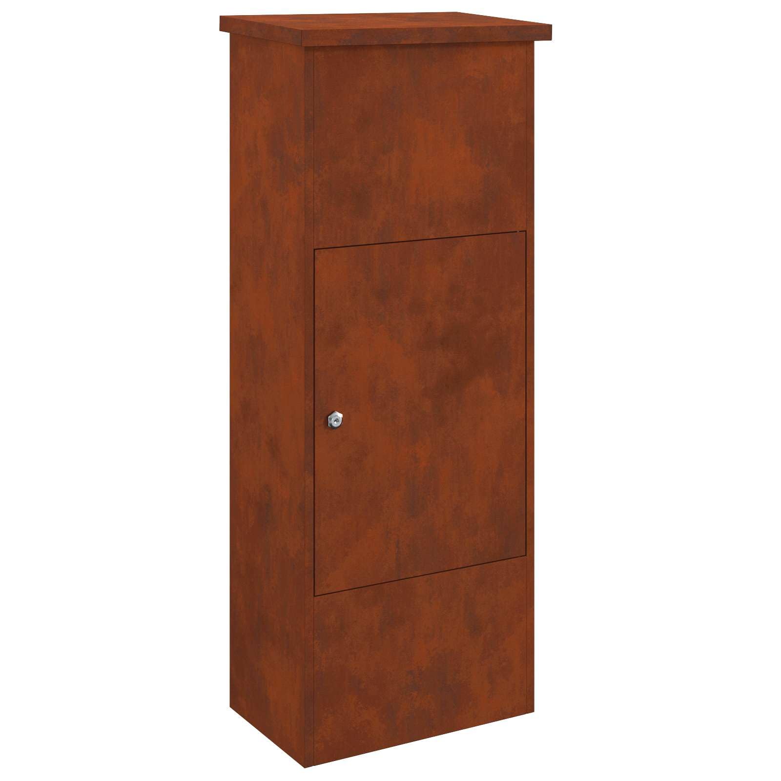vidaXL Boîte de dépôt de Colis avec Porte Rouillé 44,​5 x 29 x 110,​5 cm, Rangement de Jardin et terrasse, boîte à Colis étanche en Acier, boîte aux Lettres verrouillable, Livraison