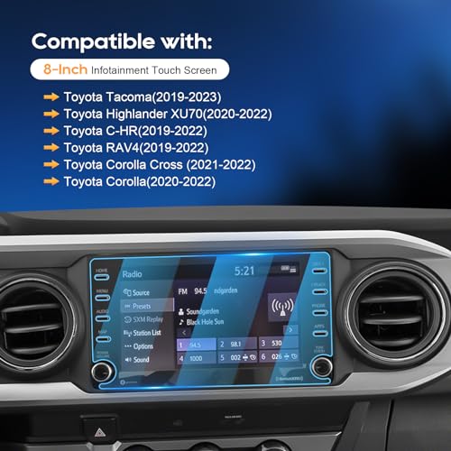 Image of LFOTPP 2019-2021 Corolla Cross Car Navigation Screen Protector for 2019-2022 2023 RAV4 Corolla CHR Tacoma Hatchback 8-Inch Glass 2019-2023 RAV4 C-HR Infotainment Screen Protector Center Touch (8-Inch)