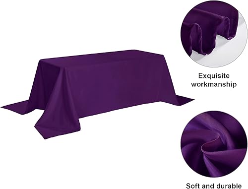 Miniatura 5 de Mantel rectangular de poliéster lavable de 60 x 120 pulgadas, resistente a las manchas y a las arrugas, mantel de tela decorativa para mesa de