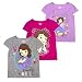 Disney Princess T-Shirts for Girls - 3 Pack Short Sleeve Graphic Tees, Sofia Grey, 3T