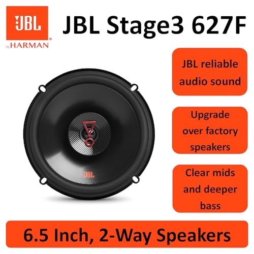 JBL Stage3 627F 16,5 cm (6,5 inch) 2-weg coaxiale speakers, 45 W RMS / 225 W piek, Plus One™ polypropyleen conus, PEI-dome tweeter, 3 ohm, 92 dB, slank ontwerp, helder JBL-geluid - Afbeelding 5