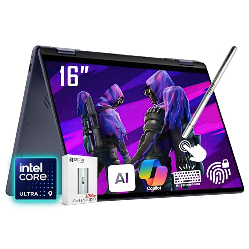 Image of Dell 16 Plus 2-in-1 AI Laptop, 16 inch 2.5K Touchscreen, Intel Core Ultra 9 288V, Copilot PC, Backlit Keyboard, Fingerprint, 1080p Webcam, Wi-Fi 7, Windows 11 Pro, Blue(32GB DDR5 RAM 8533MHz | 2TB SSD)