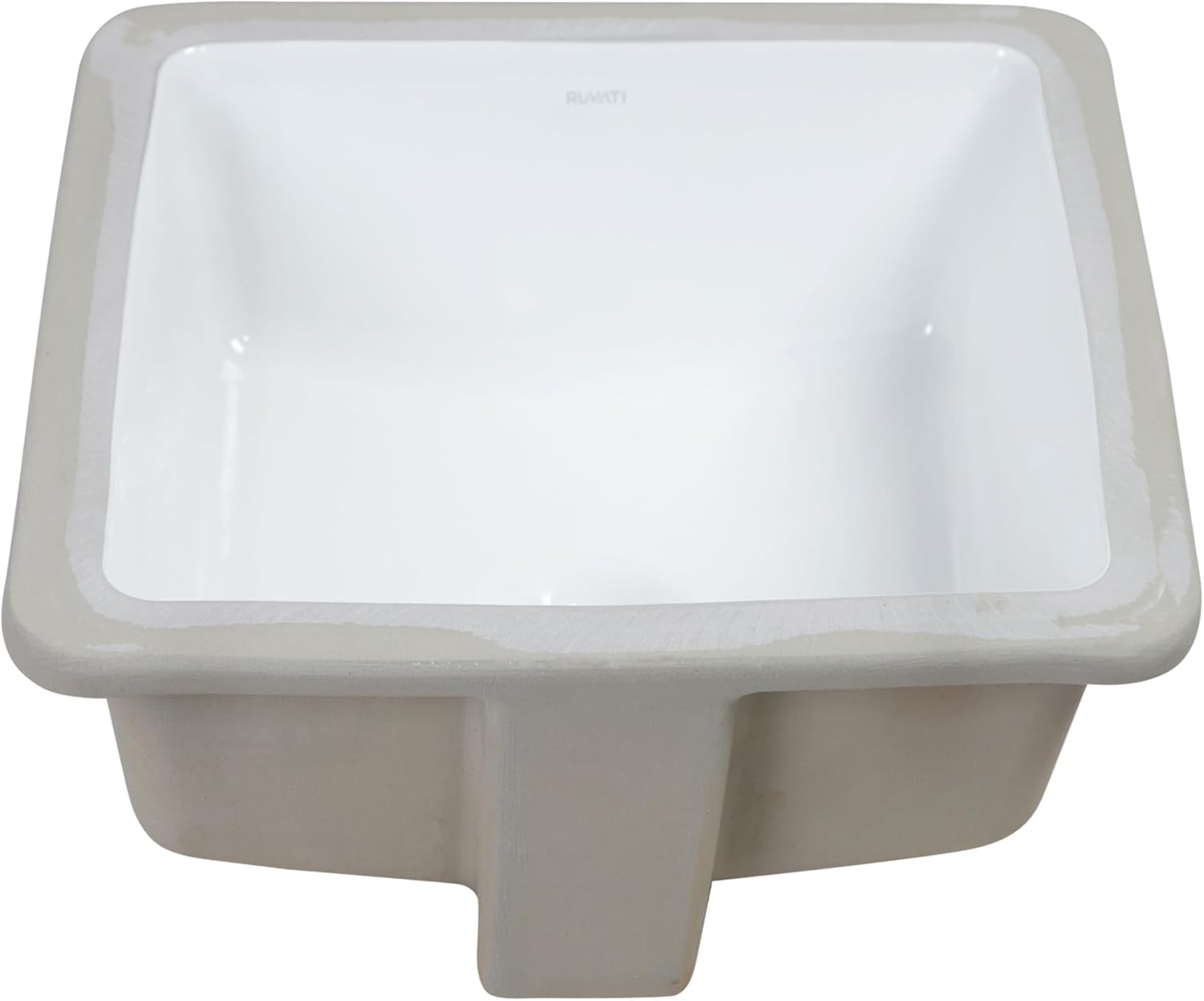 Ruvati 14 x 14 inch Undermount Bathroom Vanity Sink White Square Porcelain Ceramic with Overflow - RVB0742