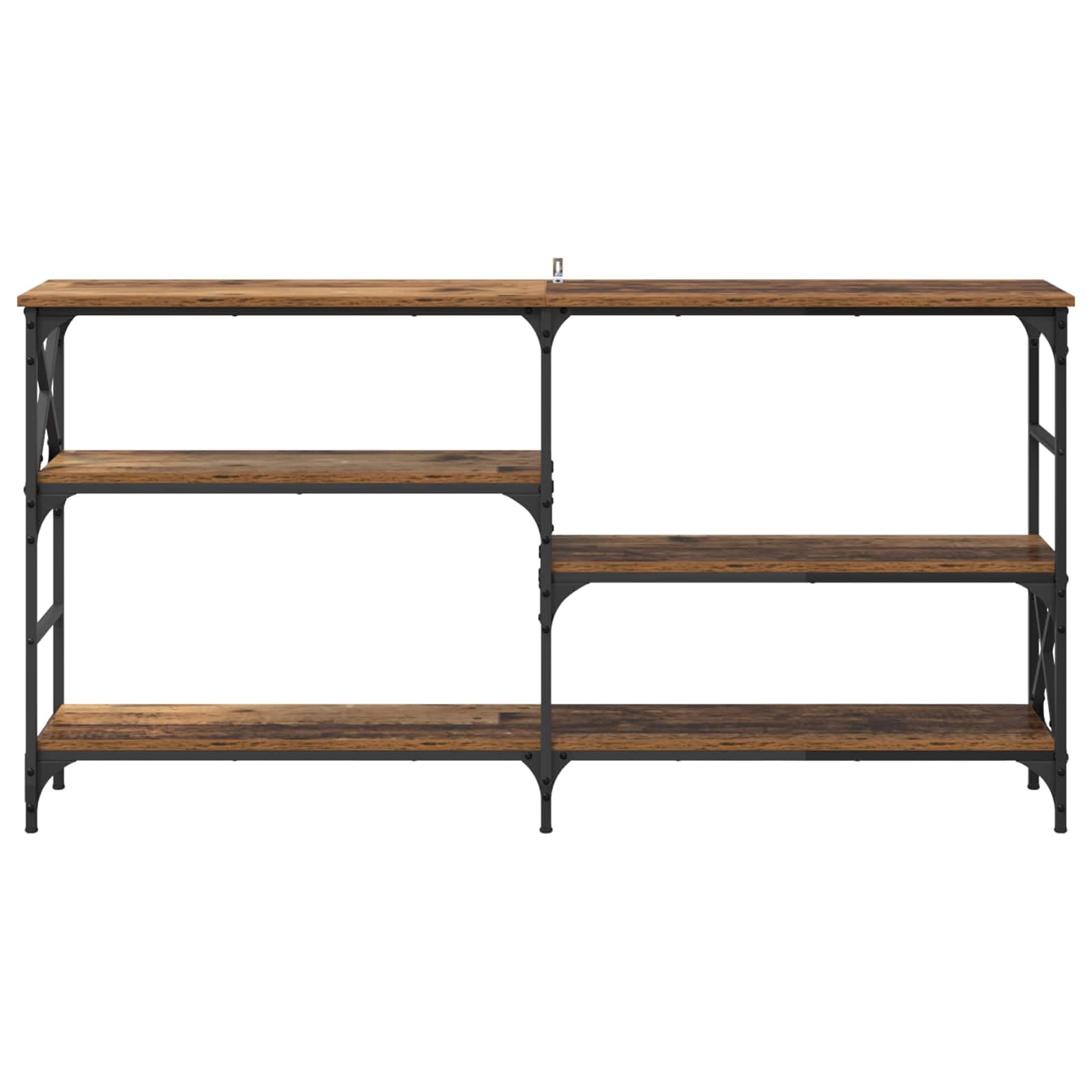 Consolle Ingresso Legno Ingegnerizzato e Metallo 150x29x76,5 cm | Mobile versatile per corridoio e soggiorno con tre ampi ripiani in stile industriale, portata fino a 75 kg.