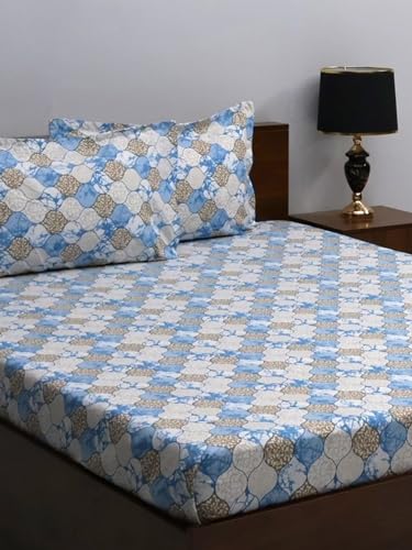 Image of Bombay Dyeing Mimosa 164 TC Microfiber Blue Double Size Bedsheet with 2 Pillow Covers