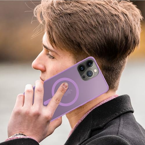 Image of amazon basics Luxury Paper Thin Case Cover for iPhone 14 Pro Max | Matte Finish | Compatible with magsafe | (Purple, iPhone 14 Pro Max)