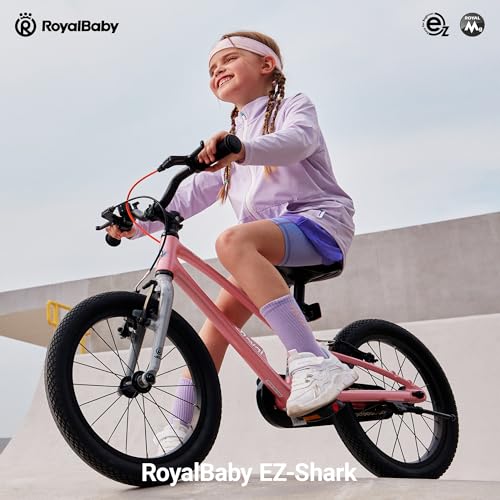 Image of RoyalBaby EZ-Shark Ultra-Light 16 Inch Kids Bike Beginners Learning Bicycle Lightweight Alloy Boys Girls Ages 4+ Years, Pink
