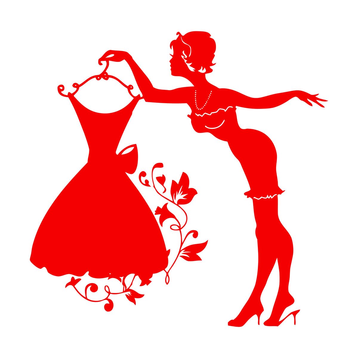 Mural and Wall Vinyl Decal Chloth Hop Floral Dress for Women 54x54cm Multiple Size Options Large red โ image 1