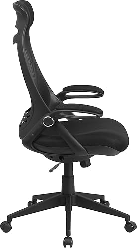 Miniatura 10 de Flash Furniture Ivan - Silla de oficina giratoria ejecutiva de malla negra con brazos abatibles