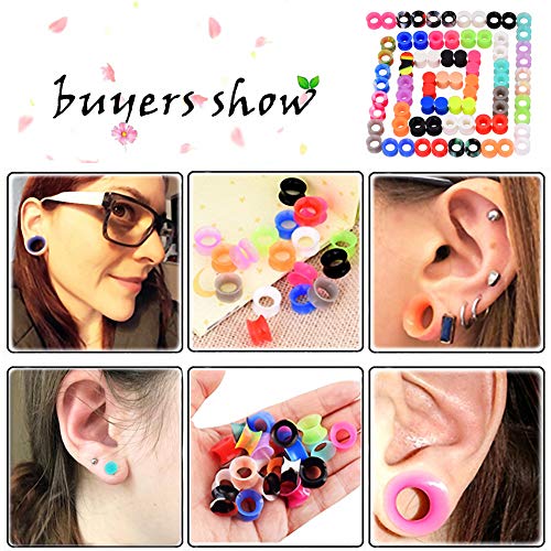 Longbeauty 36Pcs/76Pcs Colorful Soft Silicone Ear Gauges Flexible Ear Skin Tunnels Earlets Plugs Stretcher Expander Set Piercing Jewelry 2G-3/4 #TOP2