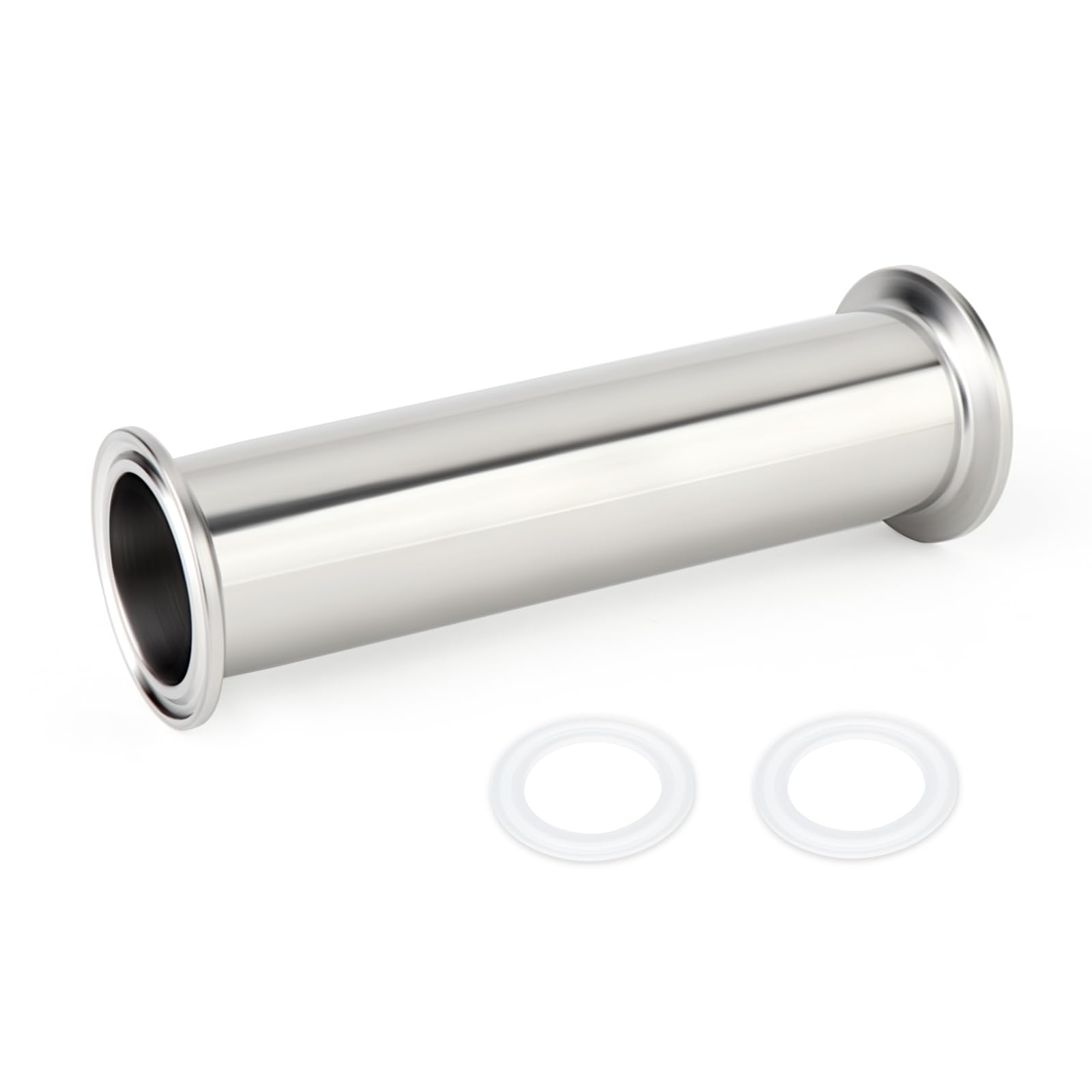 TAISHER 1PCS 304 Stainless Steel 1.5" Tri Clamp 50.5MM Ferrule Flange Sanitary Spool Tube Seamless Round Tubing with 2PCS Washers (8" Length/204MM)