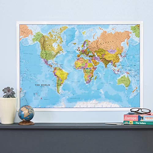 Maps International - World Map - Updated 2025 - Front Sheet Lamination - 84.1cm (w) x 59.4cm (h)