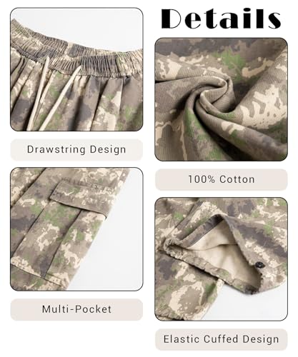 Baggy Camo Cargo Pants for Men Y2K Streetwear Wide Leg Trousers with Drawstring Waist and Multi Pockets3