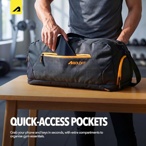 Image of Boldfit Crossbody Gym Duffel Bag for Men & Women, Waterproof Travel Gym Bag with Shoe Compartment, Adjustable Shoulder Strap, Multiple Pockets, Durable Sports Bag for Workout, Travel & Everyday Use