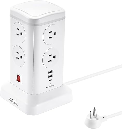 Regleta protectora de sobretensiones, 6.5 pies, 8 tomas de corriente alterna con 6 puertos USB, protector de sobretensiones con protección contra