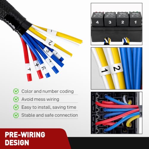 Image of Nilight 12V Fuse Relay Box 4 Relays 4pin 40A 12 Fuses Pre-Wired Block Kit