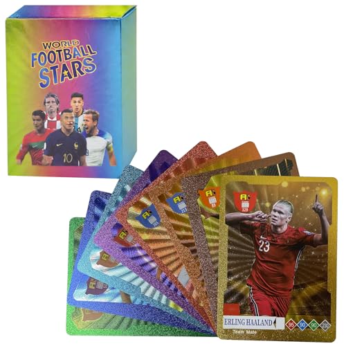 PfirstDa 55 PCS Cartes de Football, Football Cartes à Collectionner Or pour Fans Adolescents et Adultes