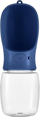 WePet Botella de agua portátil para perros, 12 onzas, dispensador de agua para cachorros a prueba de fugas con alimentador para mascotas, caminar al