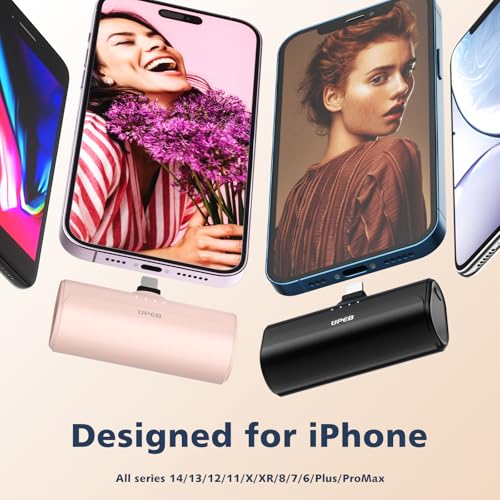 Upeb 2 Packs Portable Phone Charger Iphone 5000Mah With Built In Cable, Mfi Certified Mini Power Bank Cordless External Battery Pack For All Iphone Series 14/13/12/11/Xr/X/Se/8/7/6 Pro Max thumb #1