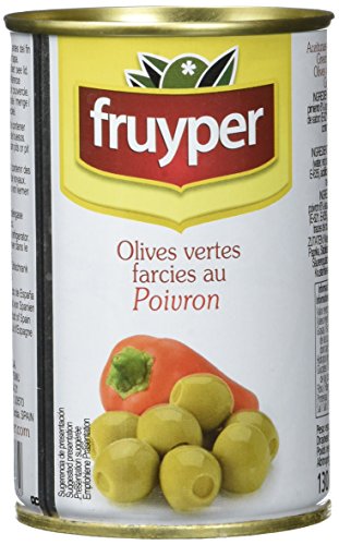 FRUYPER Olives Farcies aux Poivrons | Olives vertes dénoyautées | Origine Espagne | 130g égoutté - Lot de 6 Cover