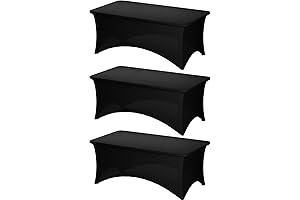 Fixwal 3 Pack Black Tablecloths for 6ft Rectangle Tables