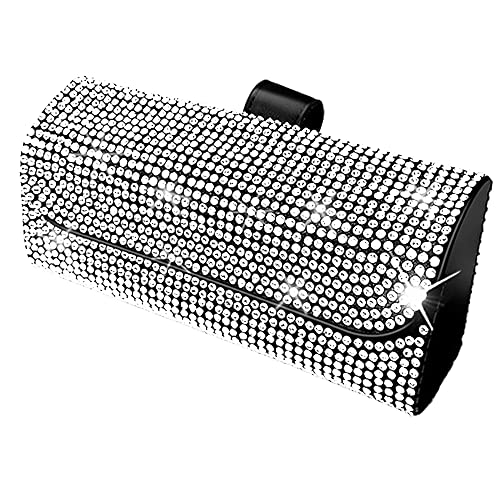 FineGood Bling Brillenhalter mit Autohaken, Auto Brillenetui Kristall Sonnenbrillenhalter für Auto Sonnenblende Sonnenbrillen Aufbewahrungsbox Organizer