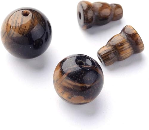 KISSITTY Juego de 2 cuentas naturales de ojo de tigre de 3 agujeros, cuentas budistas de gurú para pulsera Mala, fabricación de joyas de yoga
