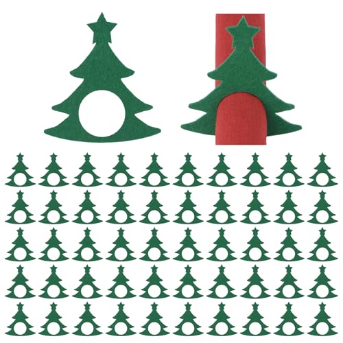 URROMA Serviettenringe für Weihnachten, Grün, Filz, Weihnachtsbaum,...
