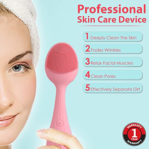 AGARO CM2109 Sonic Facial Cleansing Massager, Smart Facial Cleansing Device with Silicone Brush & Anti-Aging Massager - Waterproof â Sonic Glow Vibration Technology - Lift, Firm, and Tone Skin on Face and Body. - Image 5
