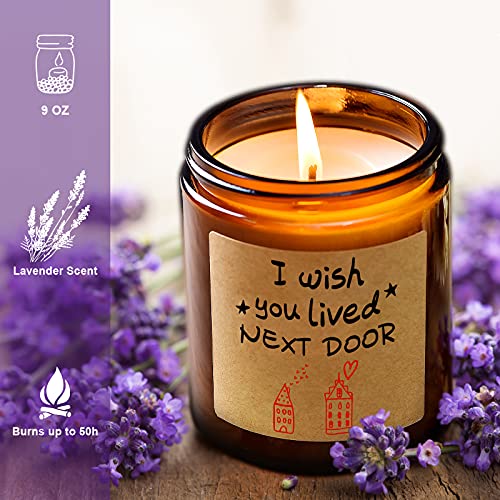 Lavender Scented Candles - I Wish You Lived Next Door - Best Friend, Friendship Gifts For Women, Mothers Day, Birthday Gifts For Friends Mom Wife - Going Away Gifts For Friends Moving #TOP2