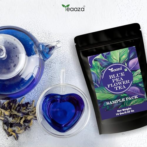 Image of TEAAZA Blue butterfly Pea Flower tea For Weight loss,belly fat,skin & acne|Caffeine Free Herbal Tea|100% Organic Blue Pea Tea|Plant Based|ANTIOXIDANT RICH|10 Grams|20 Cups|Non - GmO - Vegan