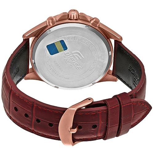 Casio Edifice EFV-500GL-2AVUDF Blue Analog Dial Brown Leather Band Men's Watch Chronograph 100M Water Resistant EX347 - Image 4