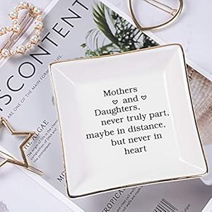 Ueerdand Gift for Mom from Daughter, Mother's Day, Christmas, Thanksgiving, Birthday Gift for Mother and Daughter Ceramic Ring Dish Decorative Jewelry Tray Ueerdand Gift for Mom from Daughter Mothers Day Christmas Thanksgiving Birthday Gift for Mother and Daughter Ceramic Ring Dish Decorative Jewelry Tray