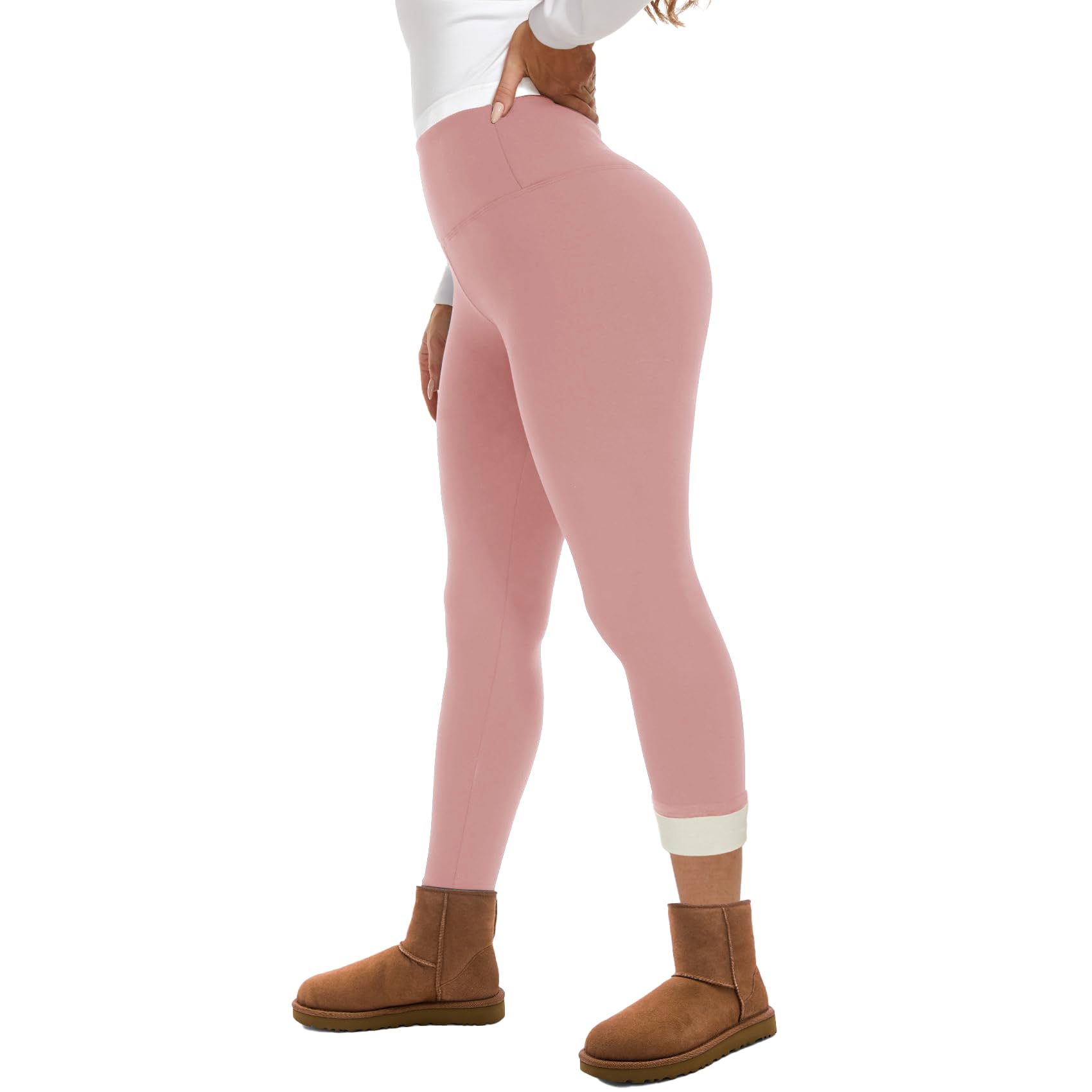 GAYHAY Fleece Lined Leggings for Women – Thick Winter Warm Thermal High Waisted Tummy Control Workout Yoga Pants Pink X-Large