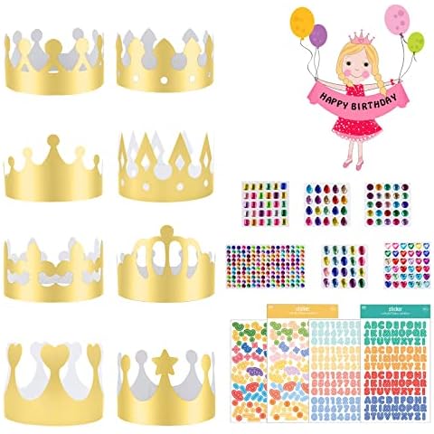 8 coronas de papel doradas con piedras preciosas autoadhesivas y pegatinas Cover