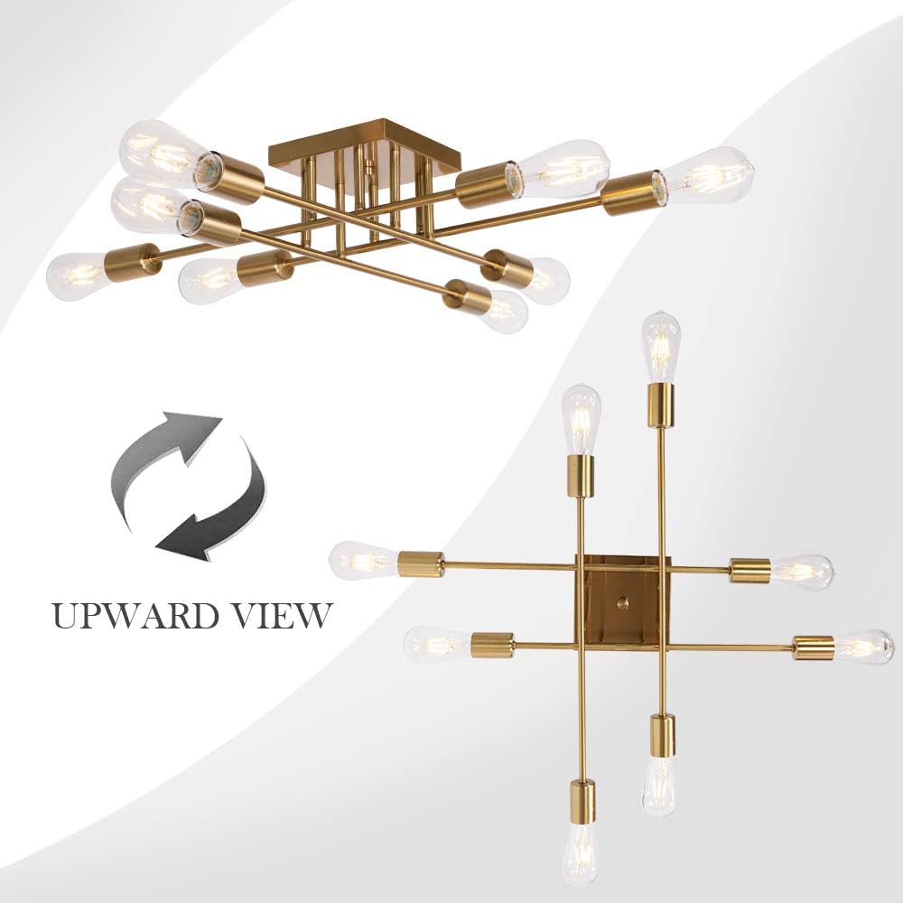 Black Friday 🔥 VINLUZ Modern Semi Flush Mount Light 8 Light Brushed Brass Industrial Sputnik Ceiling Light Mid Century Lighting Fixture for Dining Room Living Room Kitchen Bedroom Foyers Best Cyber Deals 🔥 VINLUZ Modern Semi Flush Mount Light 8 Light Brushed Brass Industrial Sputnik Ceiling Light Mid Century Lighting Fixture for Dining Room Living Room Kitchen Bedroom Foyers
