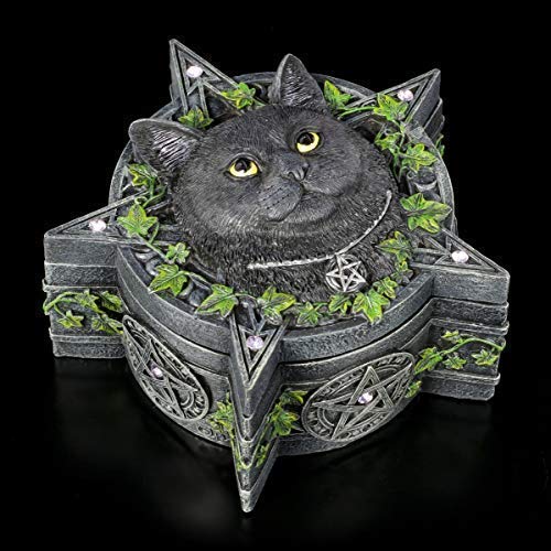 Lisa Parker Pentagramme Gothique Coffret avec Chat - The Charmed One Coffret à Bijoux avec Couvercle, après un Motif , Incl. Boîte Cadeau Cover