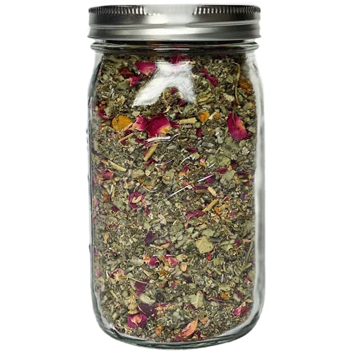 Rivendell Organic Herbal Smoking Blend in a 32oz Mason Jar (Better Seal) by Herbal Spirits | Handcrafted, Used with Herbal Cigarettes, Pipes, & Tea