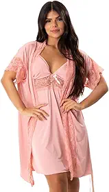 Kit Camisola e Robe Amamentação Feminino Gestante Para Amamentar Kit Pijama