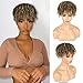 Matthia Brown Curly Hair Wiglets with Bangs for Thinning Hair, Synthetic Short Afro Kinky Curly Clip in Hair Pieces for Black Women (1B/27#)