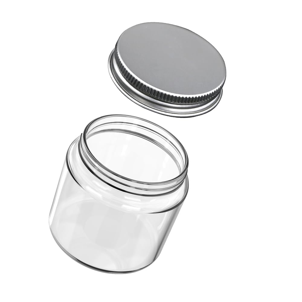 BKLFLY 4 PCS Glass Jars with Lid 1.7oz/50ml 2x2 inches for Herb Spice Creams, Beauty Products Storage, 4 PCS/PACK