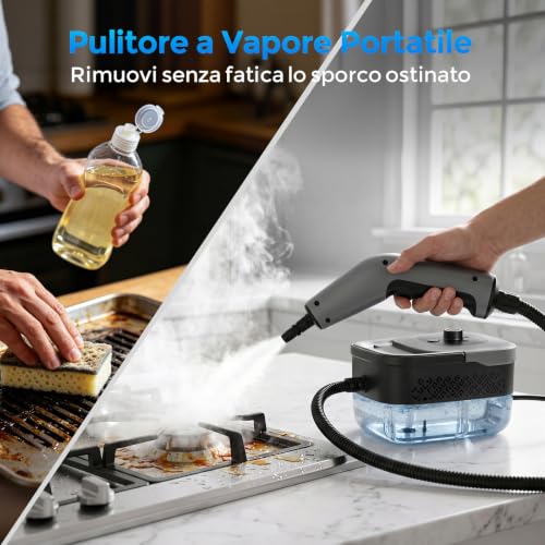 Pulitore a Vapore, Pulitore a Vapore Portatile, 1600ML Serbatoio, 4 Bar 2 Pulitore a Vapore, Pulitore a Vapore Portatile, 1600ML Serbatoio, 4 Bar - immagine 2