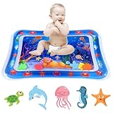 Wassermatte Baby, Baby Spielzeug, Wasserspielmatte BPA-frei, BabyAufblasbare Bauchzeit Matte Kinderspielzeug Wasser Matte, SpielmatteBaby für 3 6 9 Monate Blauer Ozean 69 x 50 cm