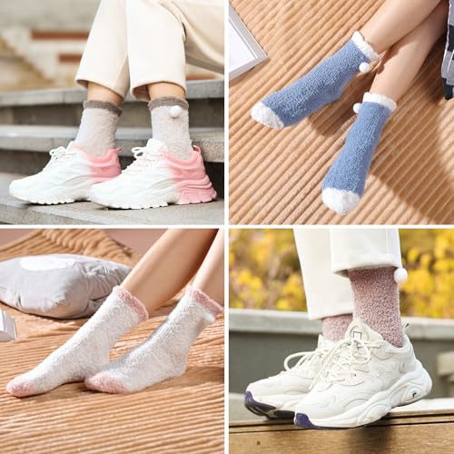 Image of 5 Pairs Fuzzy Socks for Women, Winter Warm Womens Super Soft Cozy Socks