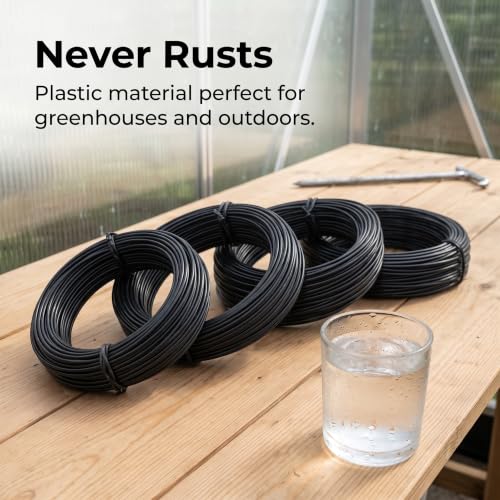 Alambre de soporte Baoblaze para enrejado y plantas, línea para invernadero de PET de alta resistencia para tensión confiable y configuración sencilla, apto para huertos, color negro, 1,5 mm (100 m) miniatura 3
