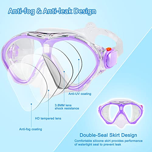 Gintenco Kids Snorkel Set, Snorkeling Gear For Children As Unisex Kids Swimming Goggles, Anti-Fog Diving Mask And Dry Top Snorkel Combo Set For Junior And Youth #TOP3